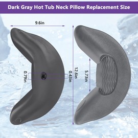 Dark Grey Hot Tub Neck Pillow Replacement for Artesian Island Spas, Tropic seas spas, Grand Bahama, Grand Cayman, Captiva, Antigua, Saba, SantaCruz, Nevis