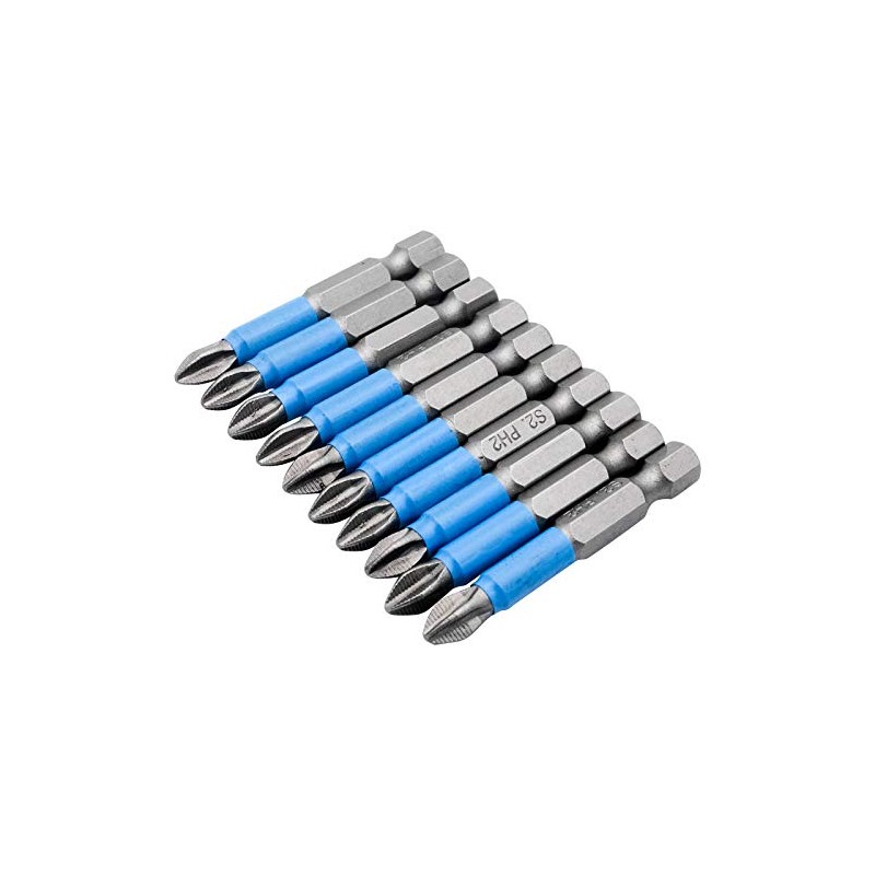 PH2 Impact Bits, 10 x PH2 50MM 1/4" Hex Shank