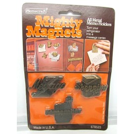 homecraft Rare Vintage Homecraft 3 Mighty Magnets Refrigerator Metal Memo Holders New NOS