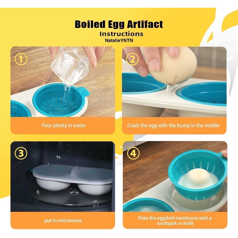 WWLUCKY Draining Egg Boiler for Microwave, Perfect Double Egg Poacher,