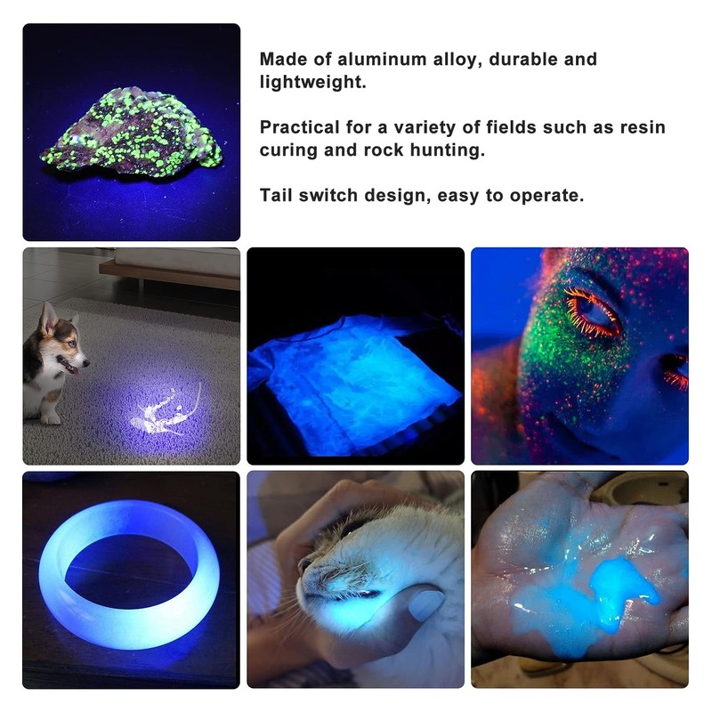UV Flashlight 365nm Aluminum Portable Professional UV Flashlight for Resin