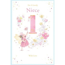 Niece 1st Birthday Card Age 1 Daisy Fairy 9" x 6" Lovely Verse