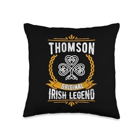 Thomson Irish Legend Vintage Shamrock Family Name Throw Pillow