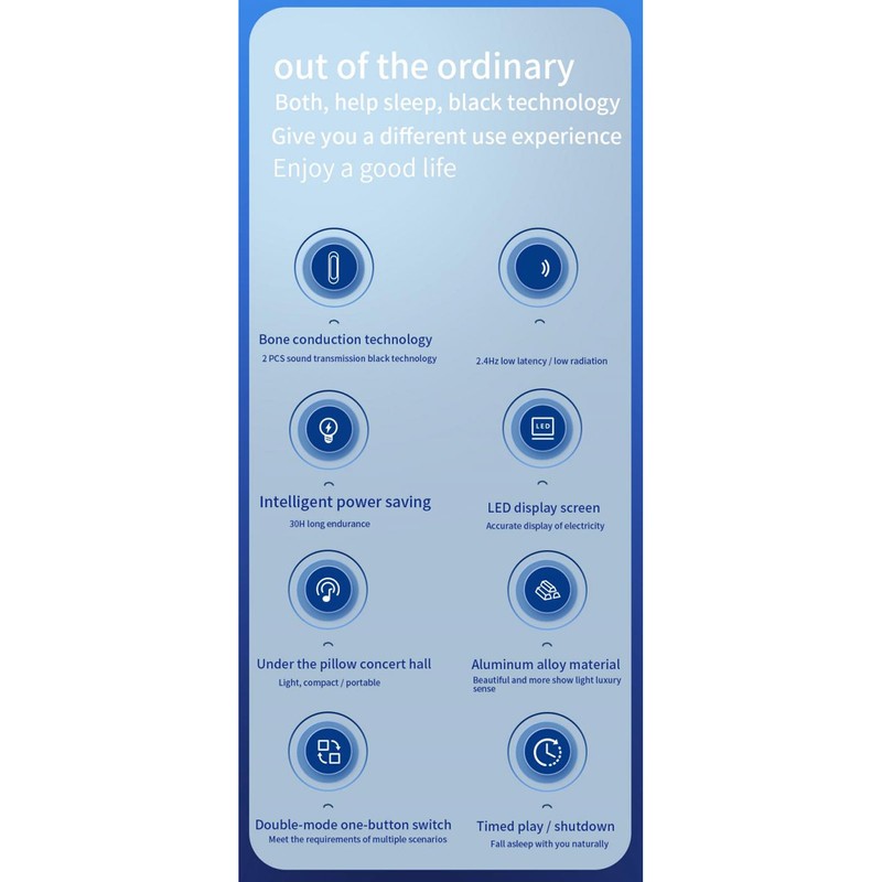 Bone Conduction Bluetooth Pillow Speaker Multifunctional Stereo Sound Deep Bass