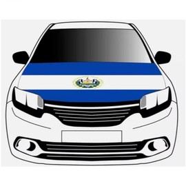 El Salvador Car Hood Cover, Flag 4x5ft Car Bonnet Banner, Universal Fit, Elastic Polyester, Stretchable, Patriotic Automotive Hood Covers, Patriot Gifts
