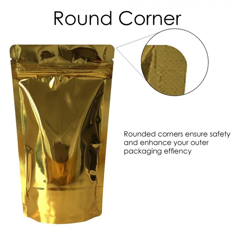 Rightpak Stand Up Pouches 50 Pieces 13cm x 21cm, Gold