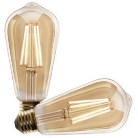 FEIT ST19 E26 Medium Filament LED Bulb Warm Amber 60 WATT Equivalence, 2PK