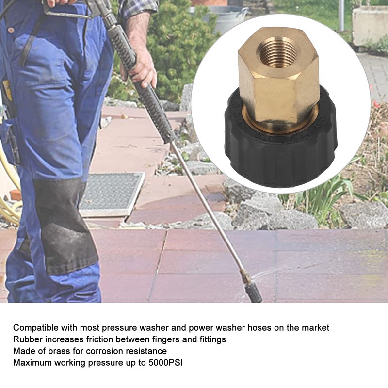 Pressure Washer Adapter Brass Rubber Anti Corrosion G1/4in to M22