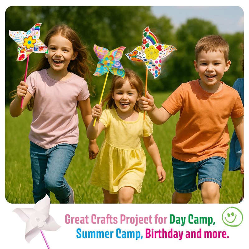 24 Pack DIY Pinwheels Crafts for Kids - Summer Spring
