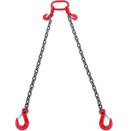 VEVOR Chain Sling, 3/8 inch x 6 ft Lifting Chains with Hooks, G80 Engine Chain Hoist Lifts, 11000 lbs/5 Ton Lifting Sling Chains for Engine Hoist, Engine Lift Chain with 2 Leg Grab Hooks and Adjusters