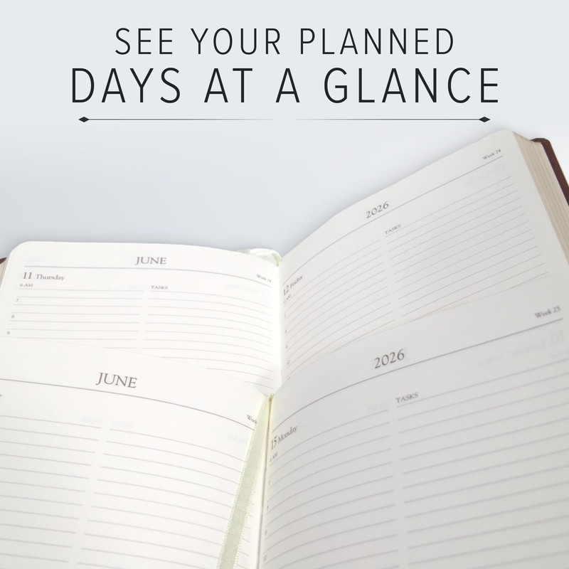 Gallery Leather Desk Daily Planner 2026, Elegantly Bound Daily Calendar