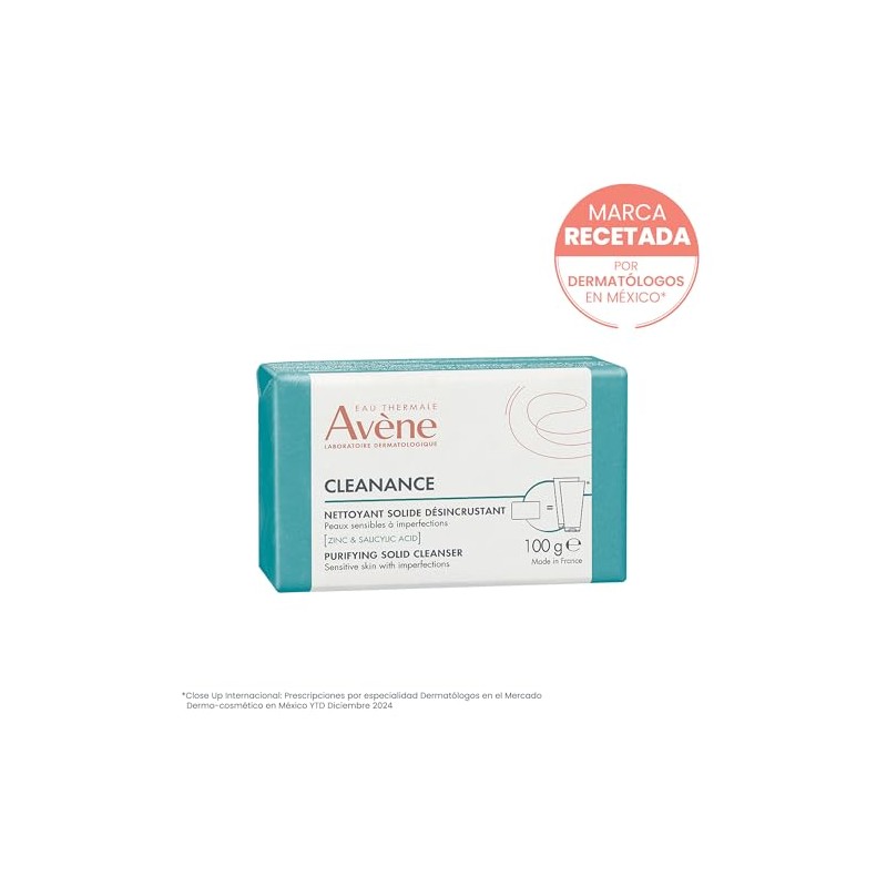 AVENE Cleanance Barra Dermatológica, Limpiadora Facial con Ácido Salicílico, 100g