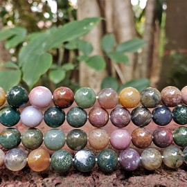 Chengmu - abalorio de piedra de 8 mm para hacer joyas, abalorio redondas de piedra natural para pulsera, collar, arete, 100 unidades de ágata india