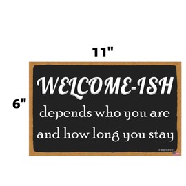 SEIFUD Welcome Sign for Front Door - Funny Welcome-ish Hanging Wooden Plaque Decoration 11 X 6 Inch - Rustic Wood Farmhouse Home Decor Porch or Entryway Accent (CA7US-033)