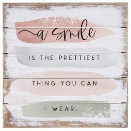 Simply Said, INC Perfect Pallet Petites 8" Rustic Wood Sign - A Smile is the Prettiest Thing You Can Wear - PET22008