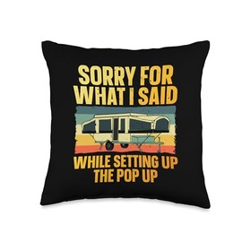 Funny Pop Up Camper Art for Men Women Pop Up Camping Lovers Throw Pillow