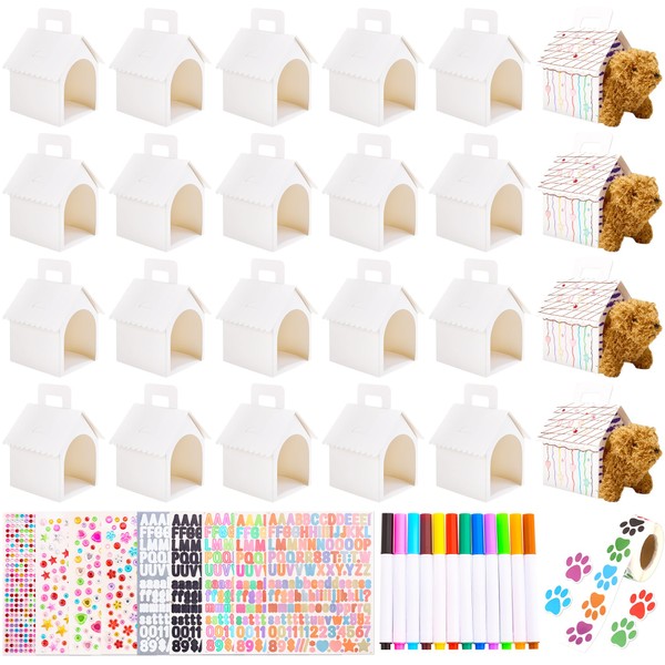 Cherizia Dog House Treat Boxes, 28 Piece Party Favor Set,