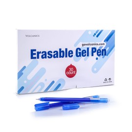 Volcanics Erasable-Gel-Pens Fine Point 0.7 mm, Blue, 30PCS, Mistakes Dispear, Quick-Drying Ink, No Smudge - Perfect for School, Office, and Home Use