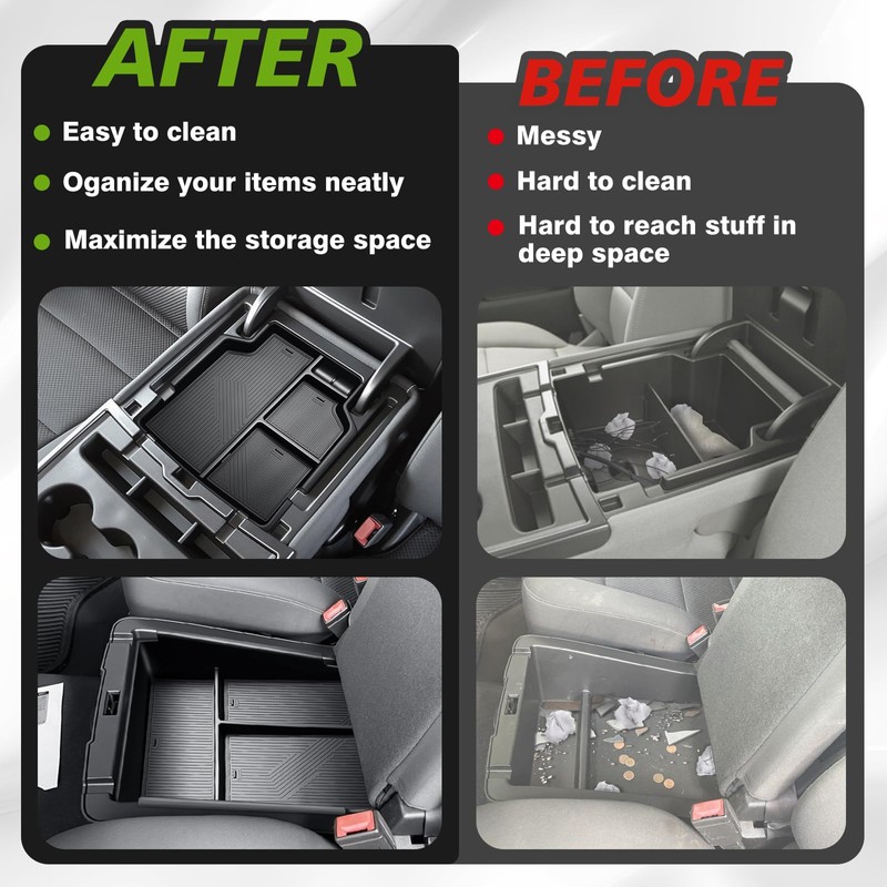 Muslogy Center Console Organizer Fits for 2014-2019 Chevy Silverado/GMC Sierra
