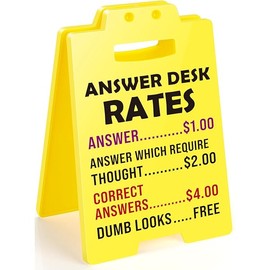 MBL Funny Team Office Gifts - Answer Desk Rates Funny Desk Sign, Gag Fun Gift for Coworker Teammate Employee Boss, Office Desk Sign Cubicle Decor for Birthday Christmas White Elephant Gifts