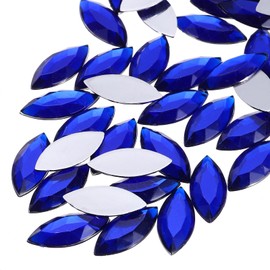 MECCANIXITY 50 Pcs Acrylic Horse Eye Gems, Dark Blue Rhinestones 20x9mm Flat Back Gems Flat Back Crystal Rhinestones Bulk Gems for Crafting Rhinestones for Clothes Crafting Bedazzling Nails