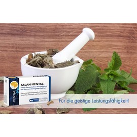 Aslan Mental (30 Capsules) Dietary Supplement with Rhodiola Rosa and Balm Extract, Vitamins and Minerals for Mental Performance and Concentration