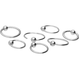 PIERCINGLINE Titanium O-Ring + Bendable Ball Silver Lip Eyebrow Nose Ear Piercing, Titanium