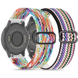 Wizvv 20 mm Braided Loop & Elastic Nylon Wristband, Compatible with Garmin Venu/Venu 2 Plus/Venu Sq/Venu Sq 2/Venu Sq Music, Stretchy Nylon Bracelet for Forerunner 55/245/245 Music Men Women