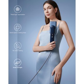 Smart Handheld Steamer for Clothes, Palm-Sized & Lightweight (1lb), Dual Steam Modes, Easy Wrinkle Remover, Auto Shut-Off, Travel & Home Double Use (Blue)