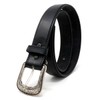 Cinturón de Piel Vacuna con Hebilla Vaquera Vintage (Negro, 38)