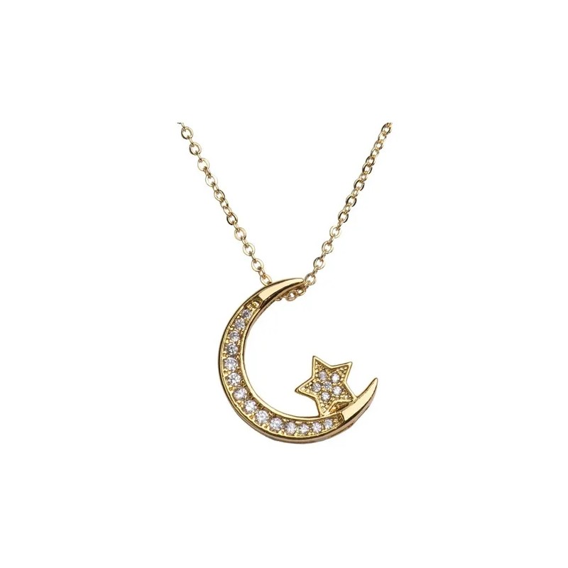 Collar Luna Mujer Oro Plata Zirconia Regalo Original Luckyly
