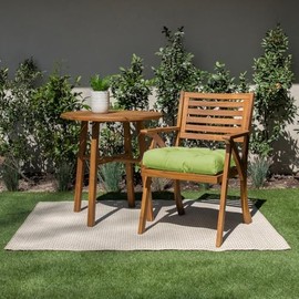 Traditional Round Tufted U-Shaped Back Outdoor Patio Chair Cushions 1-Piece | Tie Back Attachment Classic Transitional Solid Pattern Apple Green Color | Weather, Water Resistant 16 in x 16 in x 3 in