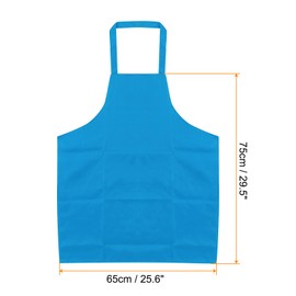 sourcing map 3pcs Kitchen Cooking Aprons 75x65cm Polyester Artist Painting Apron with 2 Pockets for Women Men Chef Home Kitchen Restaurant Garden Cooking Craft, Light Blue