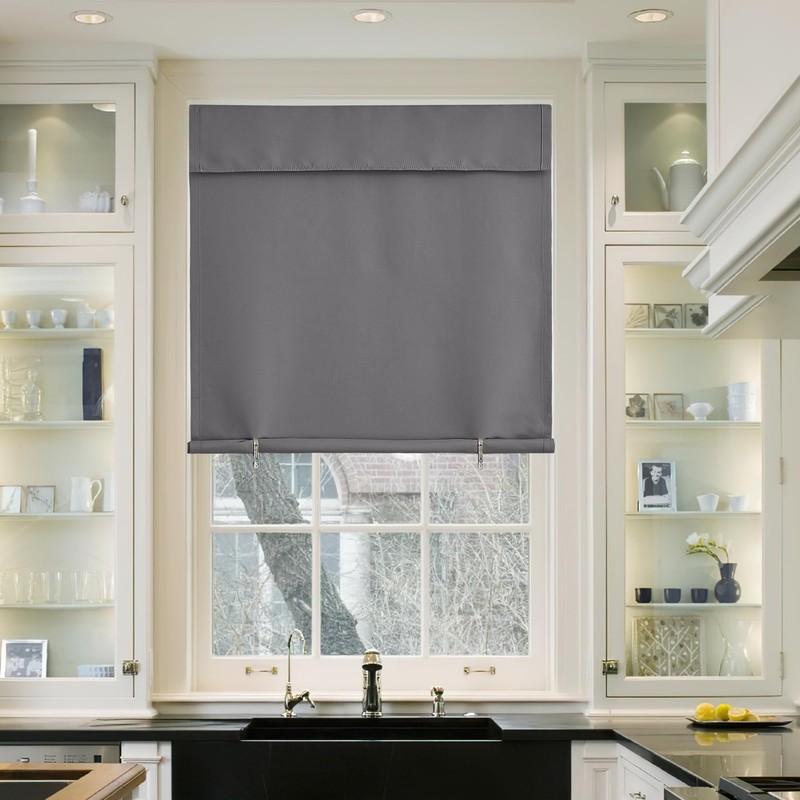 NICETOWN Portable Blackout Small Curtains for Kitchen, Thermal Lnsulated Self-Adhesive