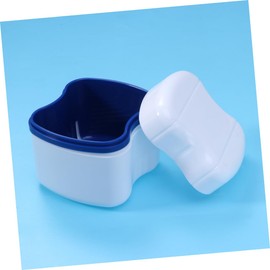 LALAFINA 3pcs Storage Box with Rinsing Basket Portable False Bath Case for Easy Cleaning and Safe Storage Medical Grade Material Capacity for Complete Dentures