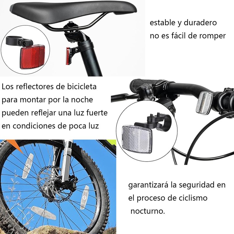 XINYUICEAN Reflectores de Bicicletas, 6 Reflectores de Plástico para Bicicleta