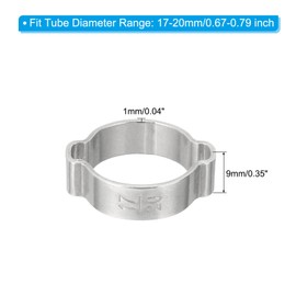 PATIKIL 20 Pack 17-20mm Double Ear Hose Clamp, 304 Stainless Steel O Clip Crimp Rings for Fuel Petrol Pipe Tube Fitting Connections, Silver Tone