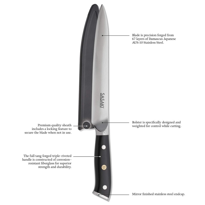 Sasaki 5236109 Masuta Japanese AUS-10 Stainless Steel Slicing Knife with