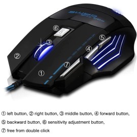 zelotes Gaming Mouse 7 Button Wired LED 7200 DPI Optical Ergonomic Mice Laptop PC MacPro