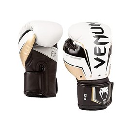 Venum Unisex Adult Elite Evo Boxing Gloves, White/Gold/Black, 10 Oz US