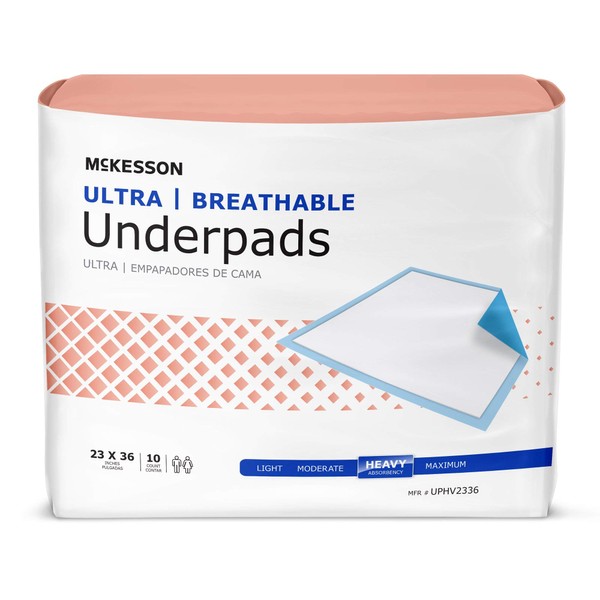 McKesson Ultra Breathable Underpads, Incontinence, Heavy Absorbency, 23 in x 36 in, 60 Count