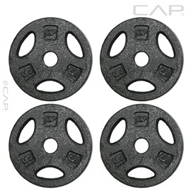CAP Barbell Standard 1-Inch Grip Weight Plates 5 lbs BLACK, Pack (x4) (RWPIS-005)