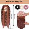 1+3 Long Satin Bonnets with Scrunchies for Women Sleeping, Double