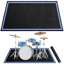 4 x 6 Ft Drum Rug, Colorful Drum Mat Non-Slip for Indoor Outdoor, Soundproof Drum Floor Mat for Electrical Drum, Drum Accessories Gift for Drummers and Kids (Blue)