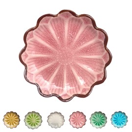 Ceramic Spoon Rest for Stove Top, Flower Cute Spoon Rest for Kitchen Counter, Cooking Spoon Holder for Kitchen Counter, Utensil Rest Spatula Rest Ladle Holder Tong Rest, 1 PC (Ice Cracks, Pink)