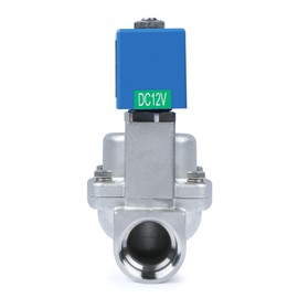 U.S. Solid High Pressure Solenoid Valve - 1 inch 100 bar Stainless Steel 12V DC High Pressure High Temperature Resistance Electric Solenoid Valve, 100 bar, -76-248℉