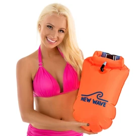 New Wave Swim Buoy for Open Water Swimmers and Triathletes - Light and Visible Float for Safe Training and Racing (Orange TPU Large-20L)
