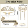 POPOYU 70th Birthday Tiara and Sash,Gold 70th Birthday Crown,Birthday Queen