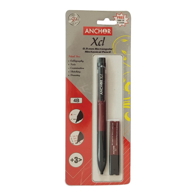 XCL9 Mechanical Pencil, 0.9mm Rectangular 4B Lead, Pack of 2,