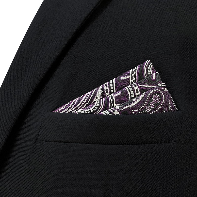 [S&W SHLAX&WING] Men's Dark Purple White Black Color Edge Paisley